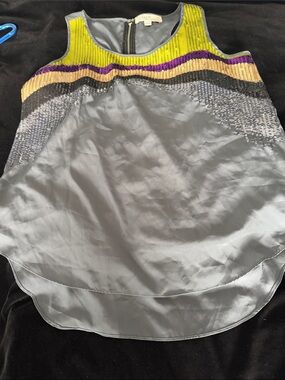 Olive & Oak Gray Satin Camisole with Yellow and Purple Trim